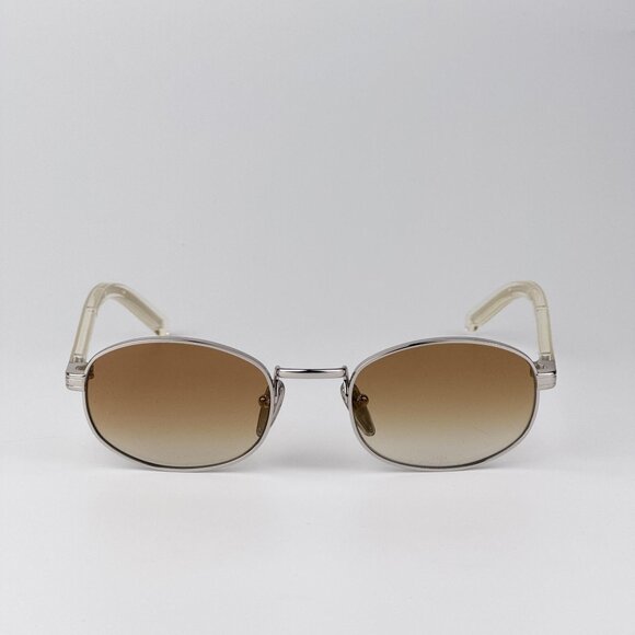 Prada Sunglasses – Silver Oval Frame Gradient Brown Lenses | Model PRB53S 1BC80K - Picture 3 of 11